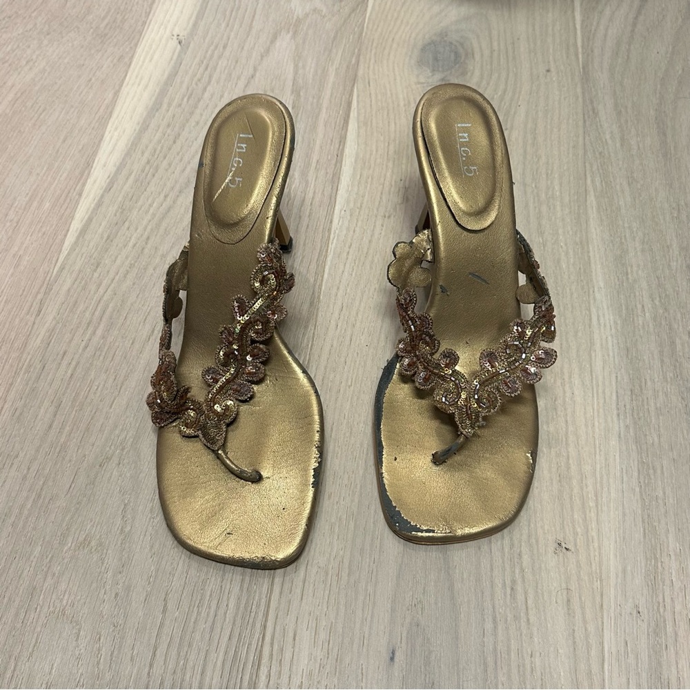 INC International Concepts Gold Embellished Heels